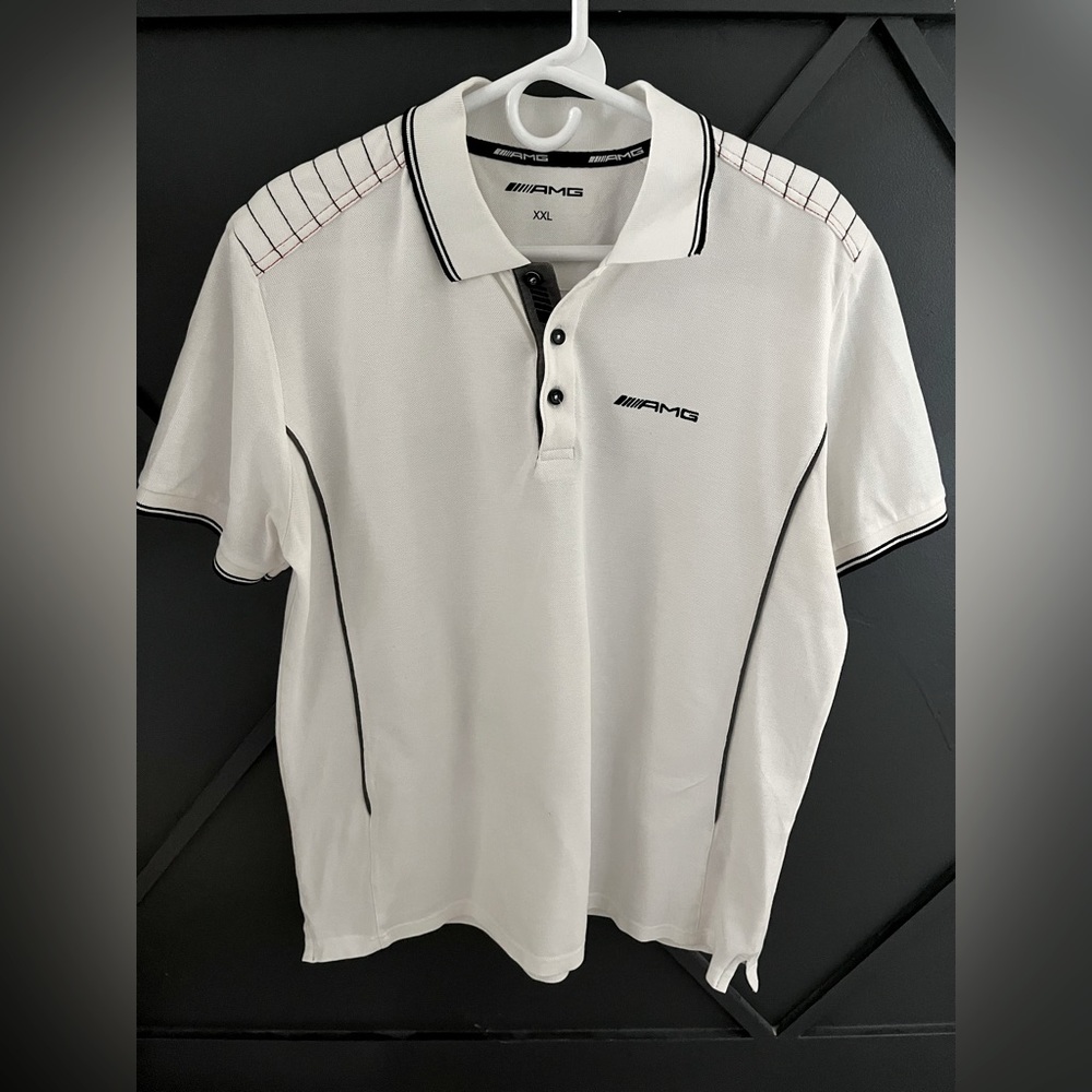 Mercedes Benz AMG Polo Racing Shirt Men's White Black Logo
